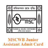 MSCWB Junior Assistant Admit Card MSCWB Junior Assistant Admit Card