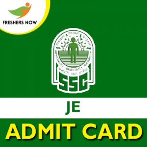 SSC JE Admit Card 2019 SSC JE Admit Card 2019