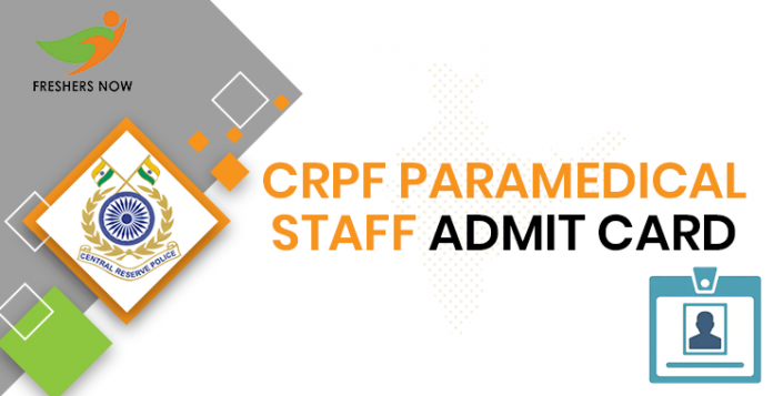 CRPF Paramedic Personnel Admission Card