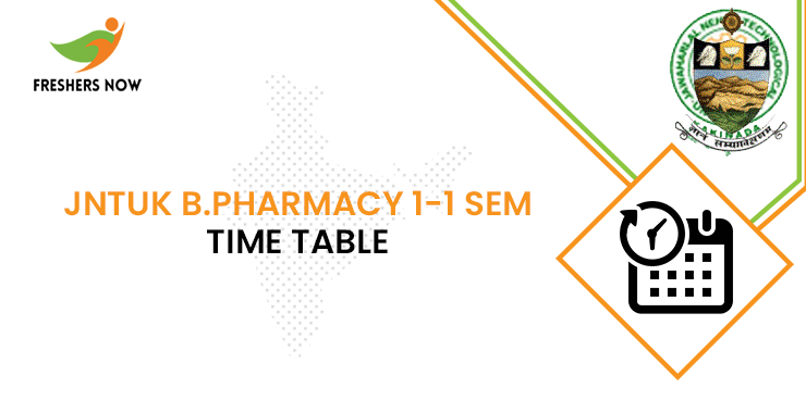 JNTUK B.Pharmacy 1-1 Sem Time Table JNTUK B.Pharmacy 1-1 Sem Time Table
