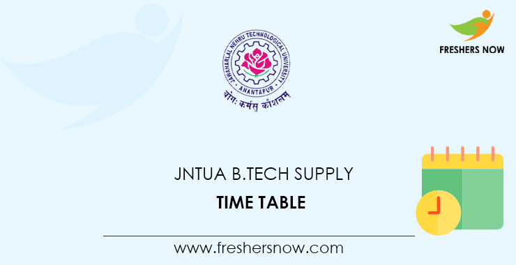 JNTUA B.Tech Supply Time Table JNTUA B.Tech Supply Time Table