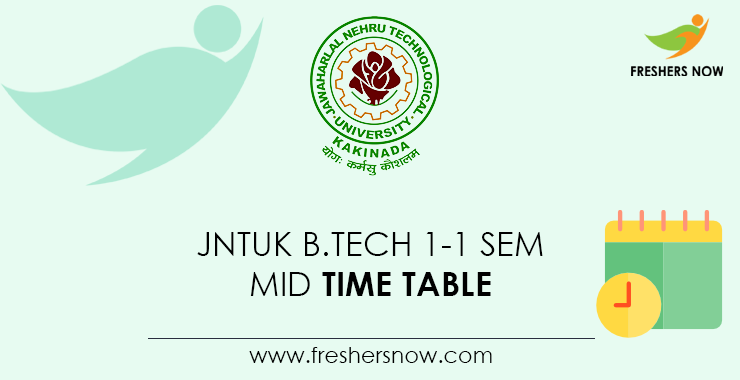 JNTUK B.Tech 1-1 Sem Mid Time Table JNTUK B.Tech 1-1 Sem Mid Time Table