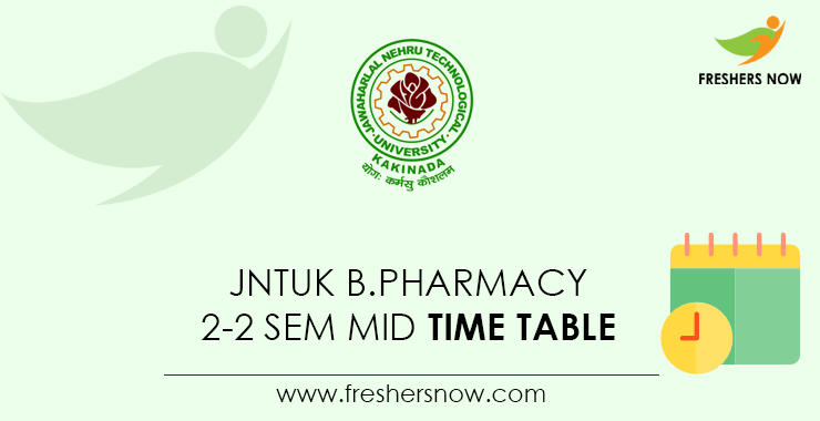 JNTUK B.Pharmacy 2-2 Sem Mid Time Table JNTUK B.Pharmacy 2-2 Sem Mid Time Table