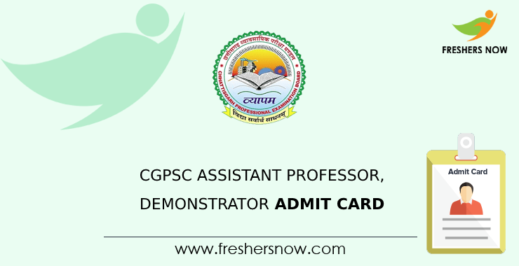 CGPSC Assistant Professor, Demonstrator Admission Card