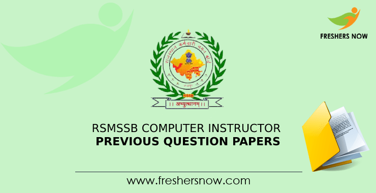 RSMSSB Computer Instructor Previous Question Papers RSMSSB Computer Instructor Previous Question Papers