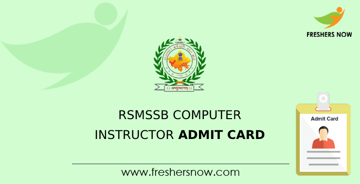 RSMSSB Computer Instructor Admit Card RSMSSB Computer Instructor Admit Card