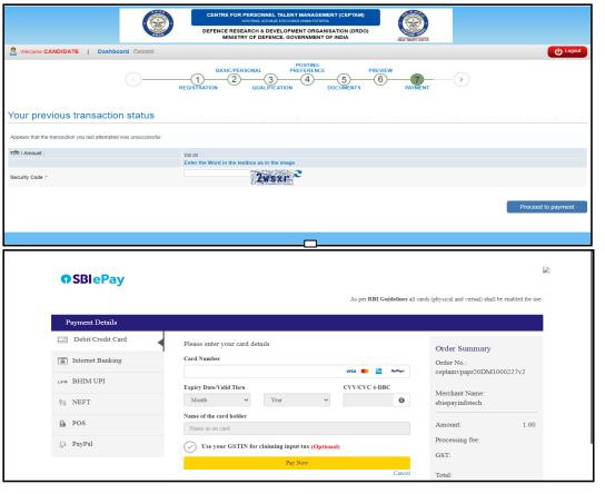 DRDO CEPTAM 10 Fee Payment